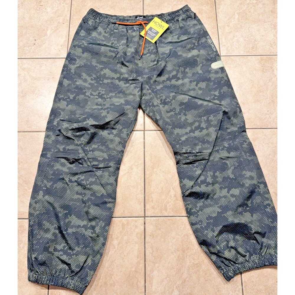 Howl Nowhere Snowboard Pants Mens Large Green Black Water Resistant Boxy Fit NEW